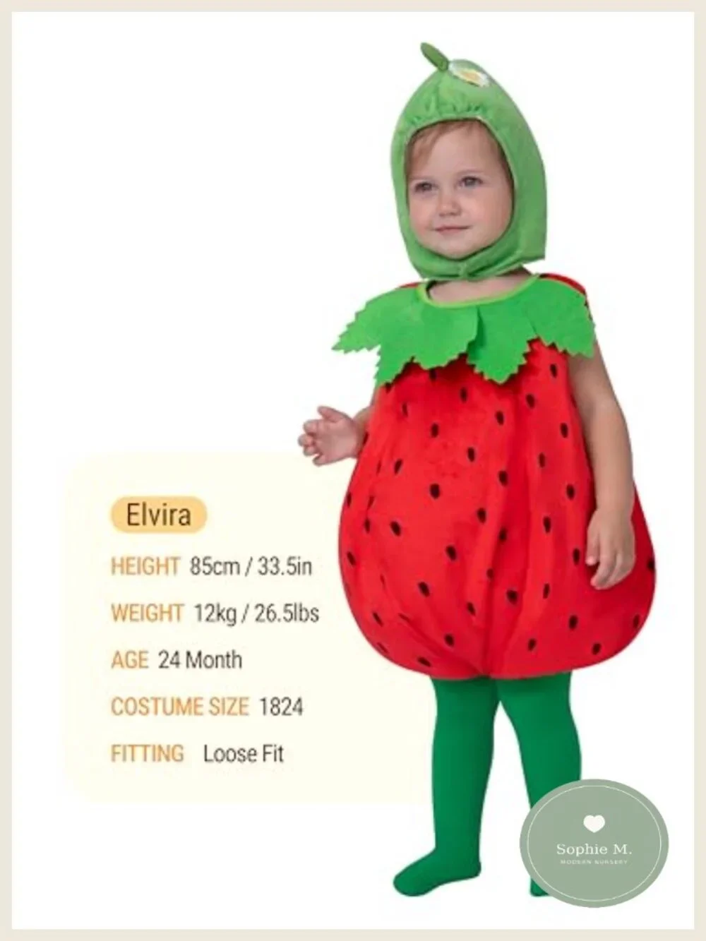 Baby Strawberry Costume Toddler Fruit Halloween Dress Up Hooded Costume